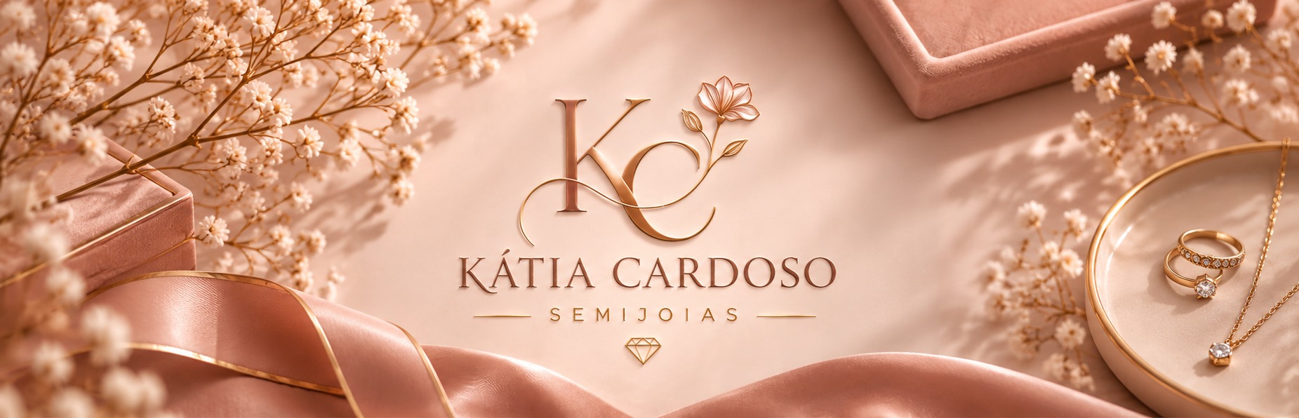 Kátia Cardoso Semijoias — logotipo KC em rosé e dourado